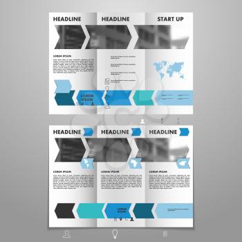 Blue Geometry brochure design template. Vector cover, Leaflet, Presentation. Abstract Background.