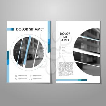 Blue Geometry brochure design template. Vector cover, Leaflet, Presentation. Abstract Background.