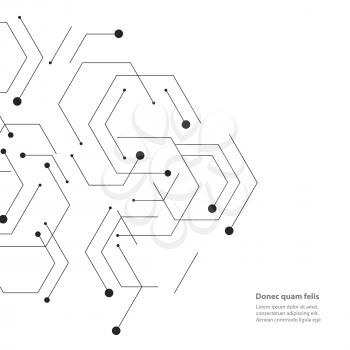 Hexagons genetic, science, chemical carcass. Vector connection and social network. Concept with lines and dots.