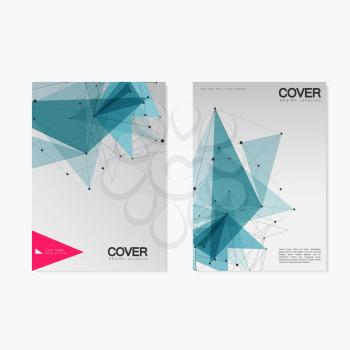 Brochure Cover Template Design / Annual Report, Book, Magazine, Poster in A4 with polygonal object / Lines, Dots, Triangle Concept For Business / Vector Background.