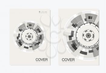 Brochure with abstract round structure. Technology design.