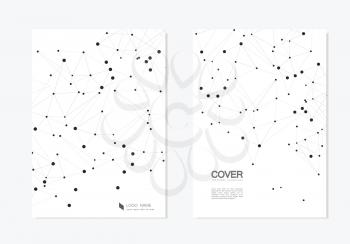 Abstract polygonal background with connected lines and dots. Modern vector templates brochure cover design.