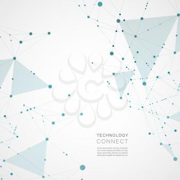 Abstract digital background design. Connect geometric polygonal structure with lines and dots.