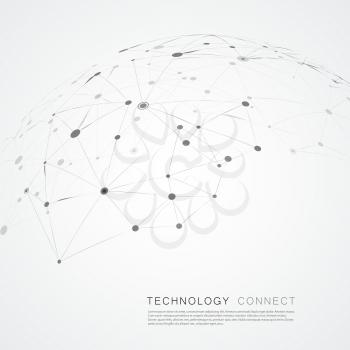 Compound lines and dots, connected science background. Vector illustration.