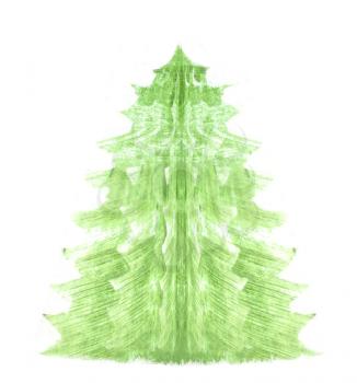 Painted Christmas tree isolated on a white backgrounds.  Abstract New Year tree. Illustration for your design.