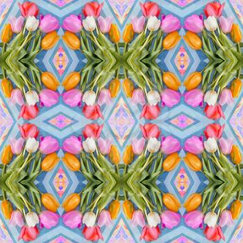 Tulip background. Seamless pattern of tulip flowers.
