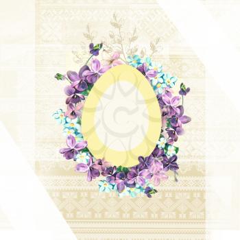 Easter floral card. Template page with handwritten inscription Happy Easter. Holiday flyers, banners, posters and templates design.
