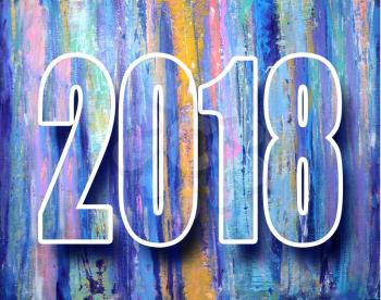 2018 new year banner. Happy new year 2018 decoration poster card. Vintage abstract colorful poster.
