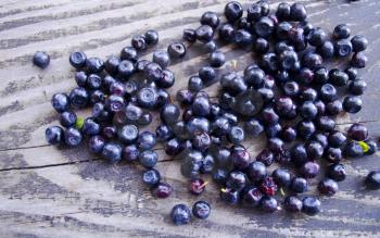 Fresh blueberry on old wooden background. Delicious juicy blueberries on wooden table. Agriculture, gardening, harvest, healthy lifestyle concept. Summer organic berry over wood.