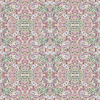 Seamless psychedelic ornate pattern. Used for textile, wallpaper, pattern fills, web page background, wrapping paper. Oriental ornamental.