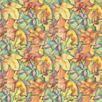 Foliage painting seamless pattern. Fall autumn leaves background.