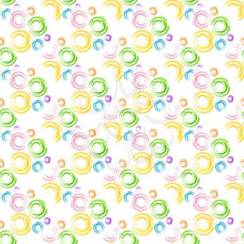 Seamless background with watercolor rings. Hand drawing watercolor circles. Art seamless pattern colorful background. Can used for fabric, wrapping paper or cover.