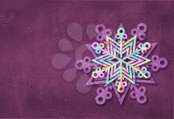 Merry Christmas and happy new year snowflake made with colorful triangles background. Good for holiday greeting card, poster or web template. Christmas festive card.