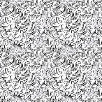 Black and white geometric abstract seamless pattern. Wavy hand drawn endless texture.