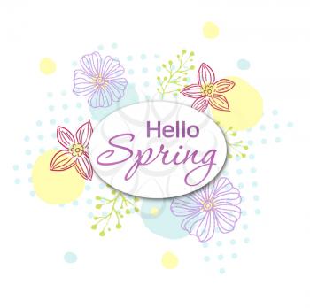 Illustration hello spring. Holiday background. Can be use for sale advertisement, backdrop, as a greeting card, poster, banner,flyer