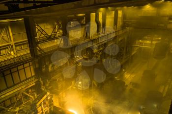 Electric arc furnace. Steel melting plant. Metal foundry