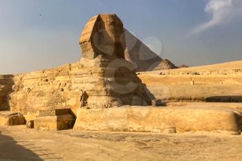 The Great Sphinx. Egyptian Sphinx. The seventh wonder of the world. Ancient megaliths.