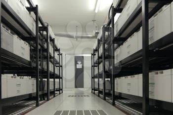 Luxembourg, Luxembourg - September 24, 2017: Equipment on the shelves is the data center. Server date centers