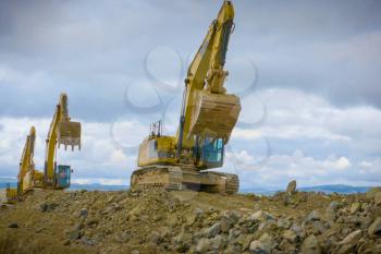 Construction of the pipeline. Site construction. Construction machinery