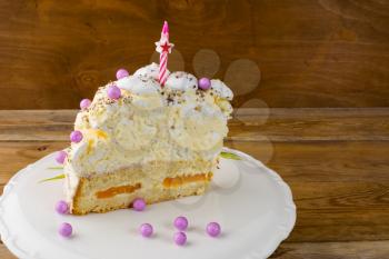 Birthday cake background, copy space. Birthday Cake. Meringue cake. Pavlova. Birthday card. Birthday background