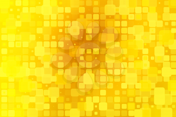 Bright golden yellow vector abstract glowing background with random sizes rounded corners tiles 