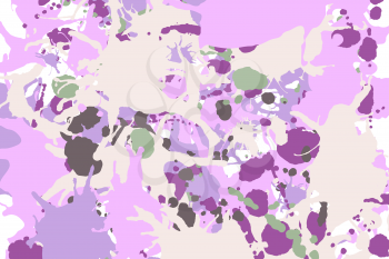 Lilac beige green ink paint splashes vector colorful background