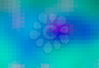 Turquoise blue purple vector abstract rounded corners square tiles mosaic over blurred background