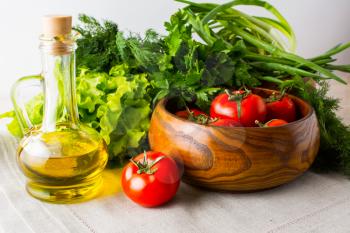Healthy eating concept summer vegetables and olive oil. Fresh vegetables. Vegetarian food. Healthy eating. 