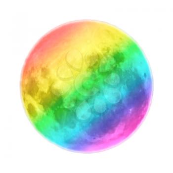 Full moon colored as diagonal rainbow isolated on white background. Tolerance concept.