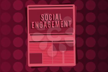 Word writing text Social Engagement. Business concept for Degree of engagement in an online community or society.