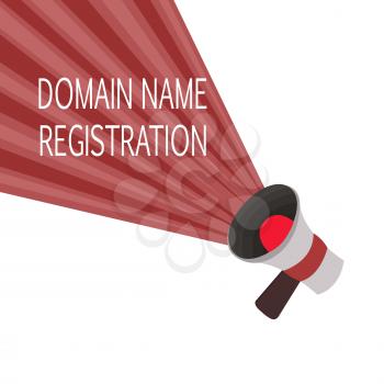 Word writing text Domain Name Registration. Business concept for Own an IP Address Identify a particular Webpage .