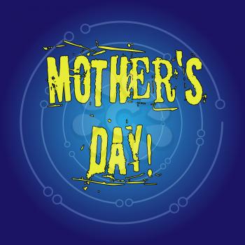 Writing note showing Mother S Day. Business concept for day of year where mothers are particularly honoured by children Concentric Circle of Open Curved Lines with Center Space Glow in Blue