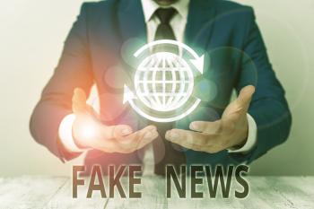 Text sign showing Fake News. Business photo showcasing Giving information to showing that is not true by the media