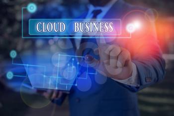 Word writing text Cloud Business. Business photo showcasing computing that relies on shared computing resources