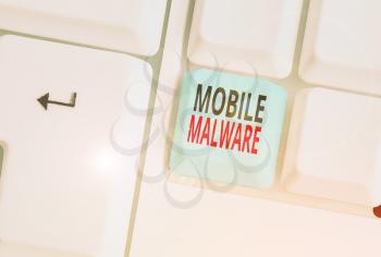 Writing note showing Mobile Malware. Business concept for malicious software written to attack mobile devices