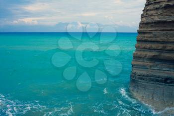 Mediterranean Beautiful Waves, Gorgeos and admirable Blue  Ocean, Wonderful Scenic Sky, Cool Surfing Landscape, Amazing Color Shot, Smoothly Movement of the Sea,