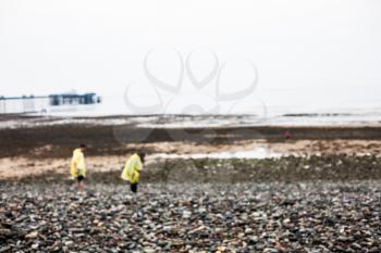 Couple searching on seashore. Finding seashells on the coast. Cleaning the coastline. Walking besides seaside. Search and rescue mission on a beach