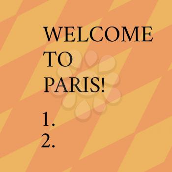 Word writing text Welcome To Paris. Business photo showcasing Arriving to the capital of France European culture Geometrical Blank Color Diamond Shape in Diagonal Seamless Pattern