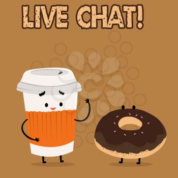 Conceptual hand writing showing Live Chat. Concept meaning Web service that allows businesses or friends to communicate Carry Out Paper Cup with Lid and Sleeve with Frosting on Top