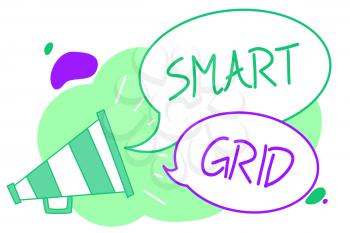 Handwriting text Smart Grid. Concept meaning includes of operational and energy measures including meters Megaphone loudspeaker speech bubbles important message speaking out loud