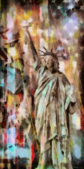 Oil on canvas. Statue of Liberty