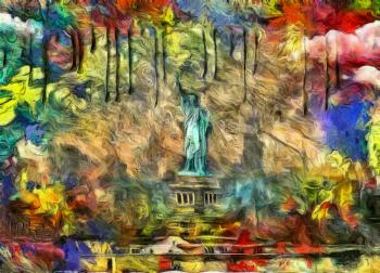 Modern painting. Liberty statue.