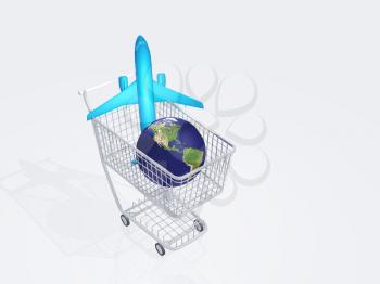 Aircraft and earth in shopping cart
