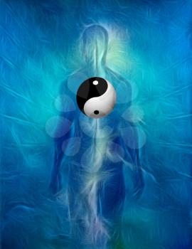 Yin Yang Sign on Human's Silhouette