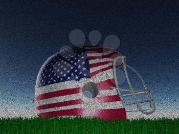 Helmet in US flag colors. Image composed entirely of words