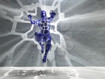 3d render. Figure of man with rays of light in motion.