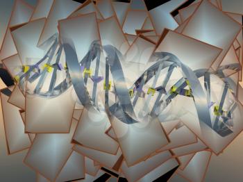 Digital art. DNA chain. Overlapping layers.