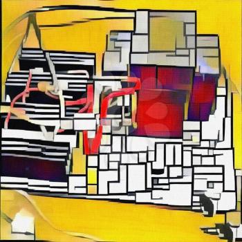 Abstract painting. Mondrian inspired.