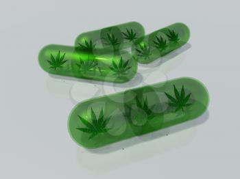 Marijuana leaf in capsule
