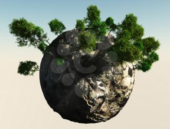 Small planet with trees